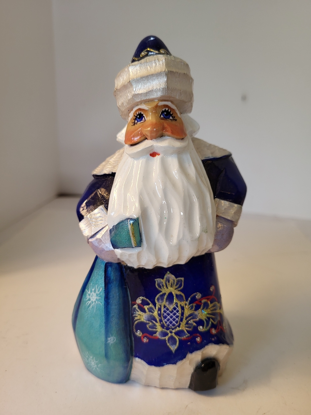 Signed Russian Folk Art Santa Ded Moroz Father Frost 6.5"